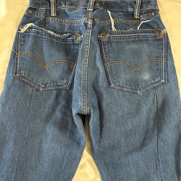 EB Denim Jeans High Rise Vintage Unraveled Split Hem Size 26 Redone‎ Levis - Picture 10 of 14